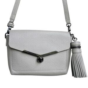 Botkier New York Vivi Dove Grey Pebbled Leather Crossbody Bag Tassel Hardware